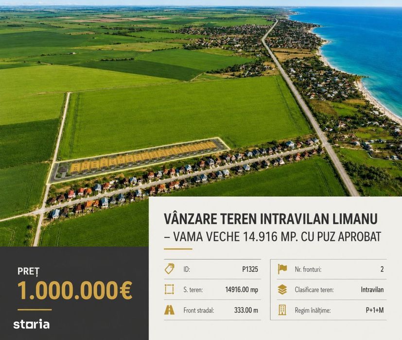 Vanzare teren intravilan Limanu Vama Veche 14.916mp. cu PUZ