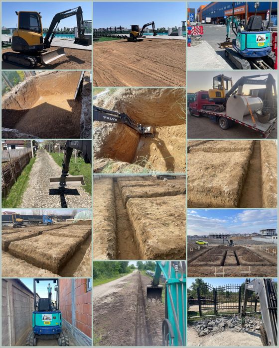 MINIEXCAVATOR fundatii, santuri, bransamente, alte sapaturi demolari