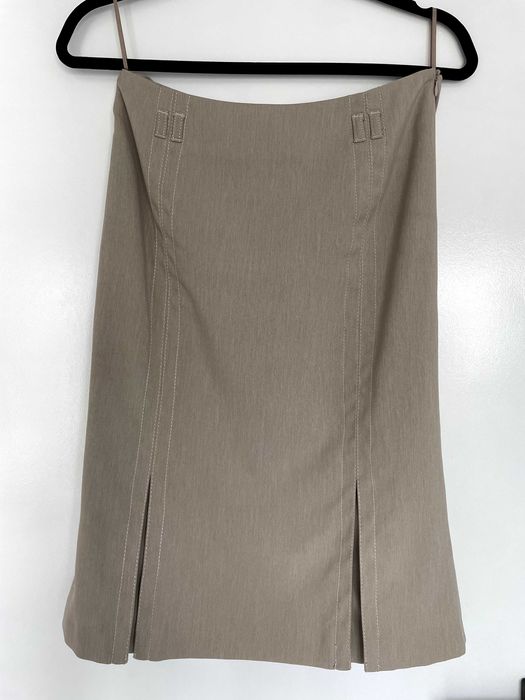 Vand costum de dama Mango, cu sacou si fusta, crem inchis, marime 34/S