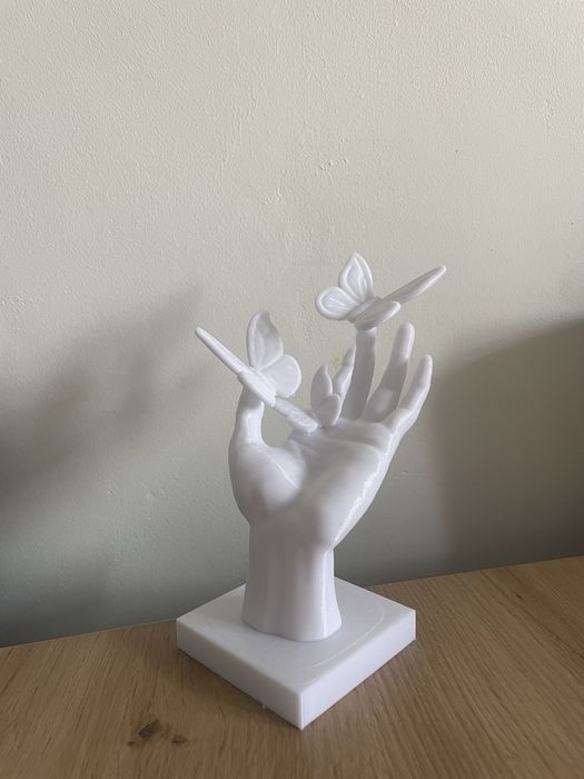Decor mână cu fluturi 3D - Alb