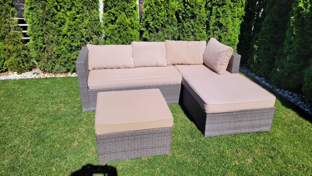 Set terasa mobilier gradina, canapea 5 locuri, perne incluse, pentru exterior,