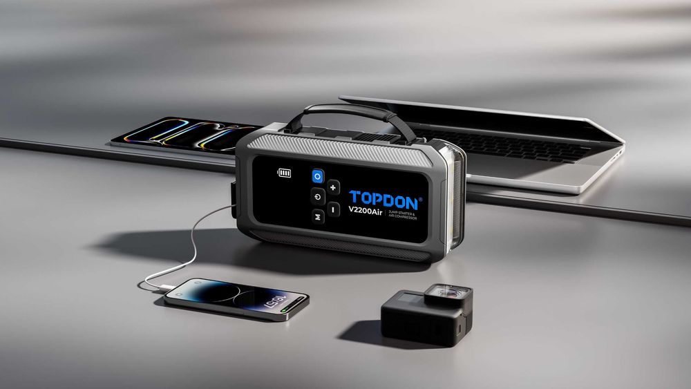 Jump Starter с вграден въздушен компресор TOPDON V2200 Air, 16000 mAh