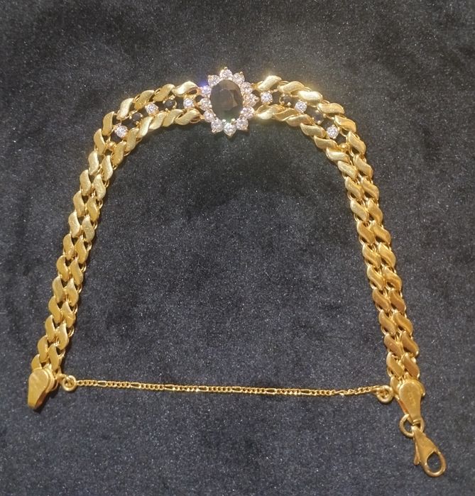 Brățară Aur 18K/13,11g Safire&Cubic Zirconia — Lucrătură italiană eleg