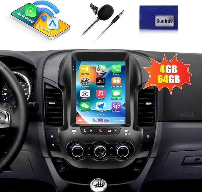 CAMECHO Radio 4+64G 8-Core 9.7 Inch Android 13 Autoradio pentru Ford Ranger PX 2011-2015
