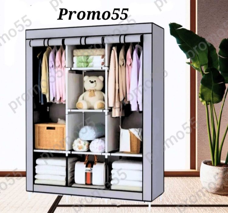 Текстилен триклирен гардероб, Органайзер за дрехи 130х175х45 см.