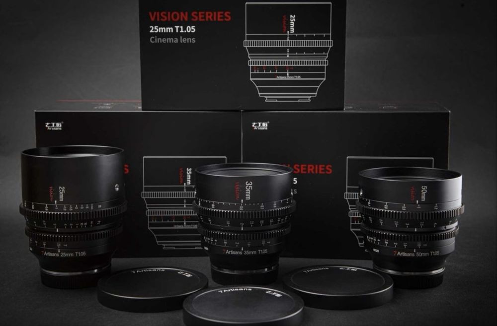 7 Artisans T1.05 Cine Obiectiv 25mm, 35mm, 50mm E Mount Sony, Manual Focus Set