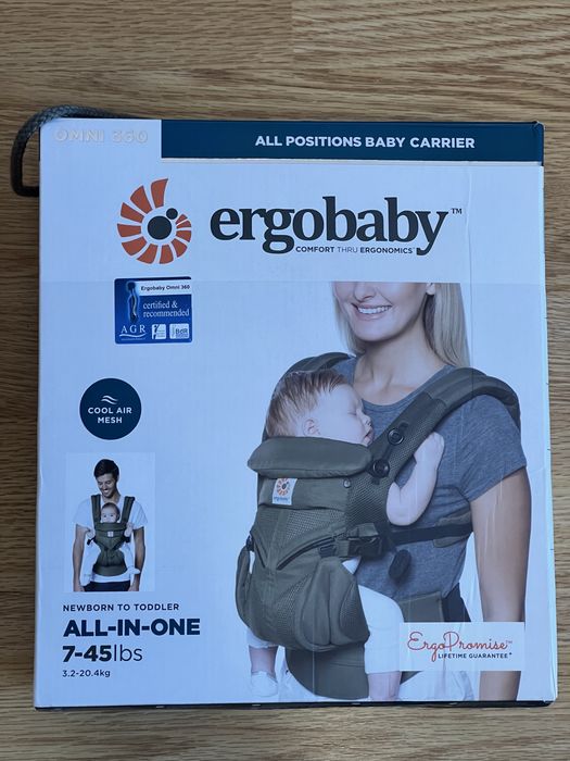 Marsupiu Ergobaby Omni 360 Cool Air Mesh, Khaki/Verde