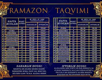 Ramazon taqvimi | Taqvim | Печать таквим | Ramazon Kalendar | Poligraf