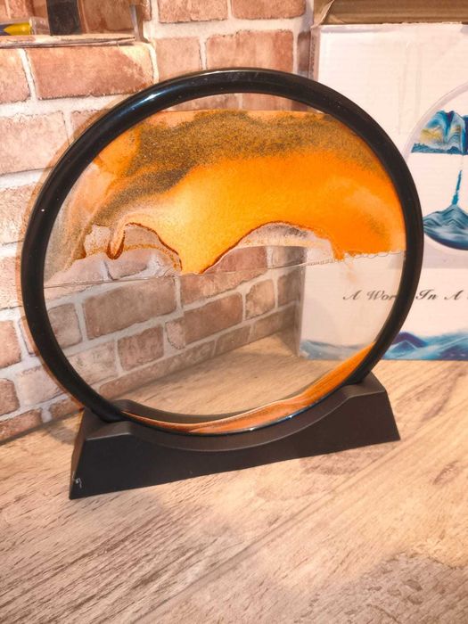 decor birou aoderun – clepsidră 3d cu nisip, 28 cm, portocaliu