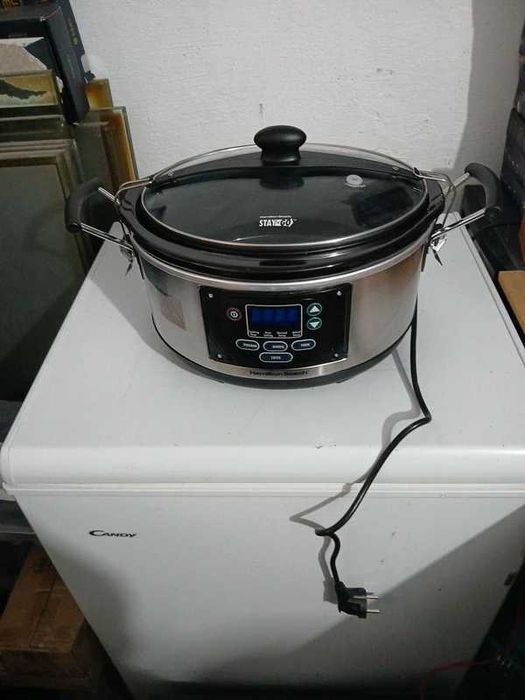 Slow Cooker Digital Hamilton Beach, 240W, Programabil, Inox, oala ceramica