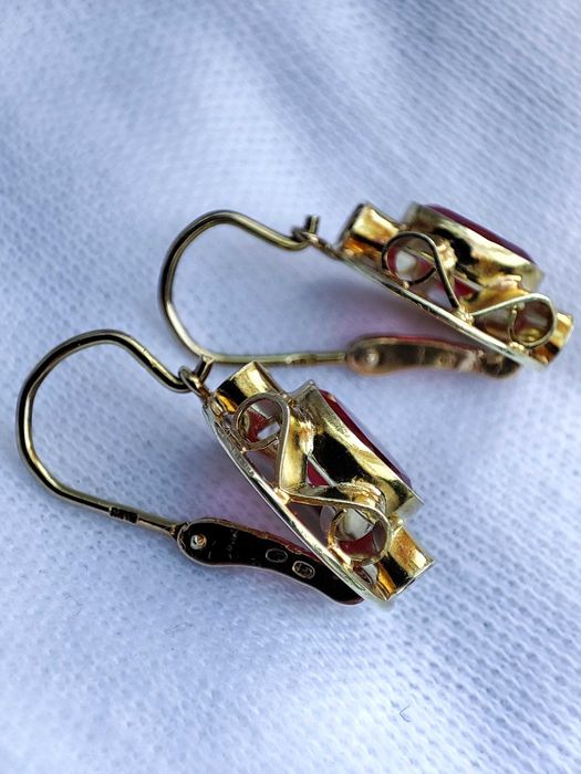 Cercei Aur 14K Ungaria Cu Rubelit Unicat