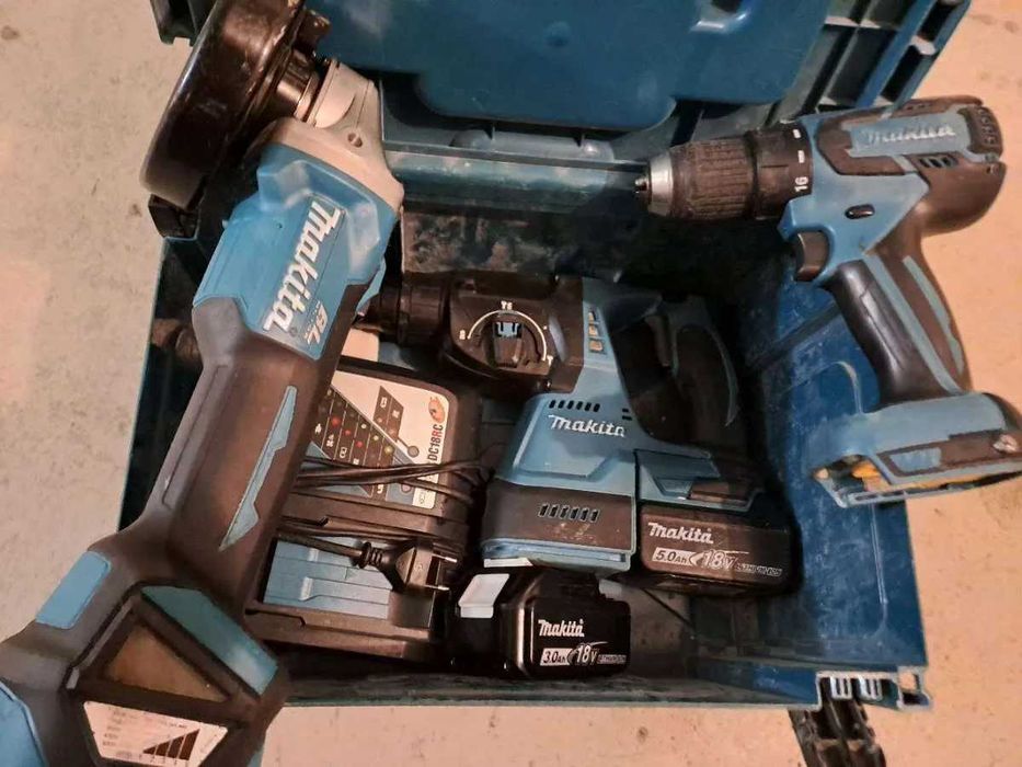 Makita 18V комплект – винтоверт, ъглошлайф, зарядно и 2 батерии