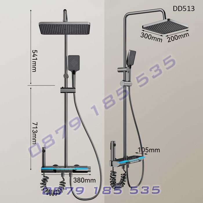 Модерен Пиано душ дисплей светлини инокс Пита баня смесител лед свети