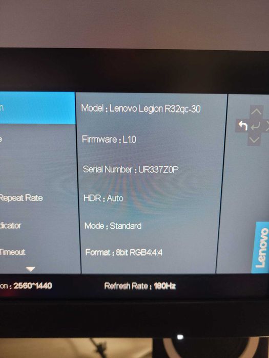 Monitor Gaming Curbat 2k LED VA Lenovo Legion 31.5 QHD (2560x1440), 180Hz, 0.5 ms AMD FreeSync™