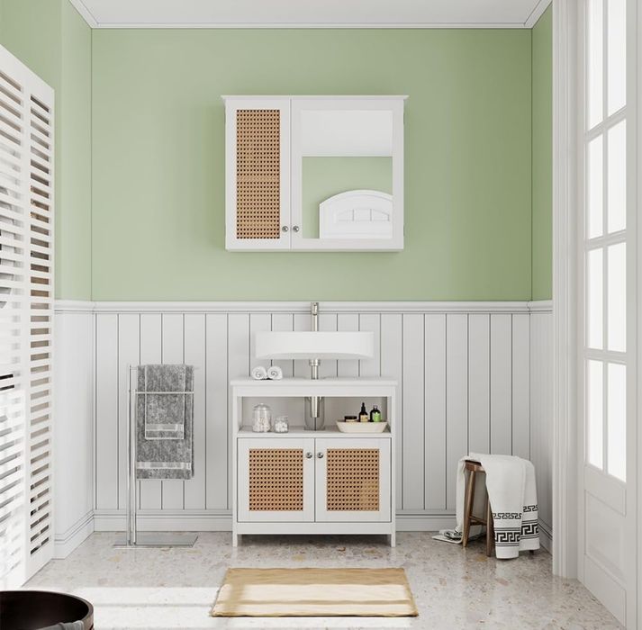 Шкаф за подмивка MDF + ратан 5683
