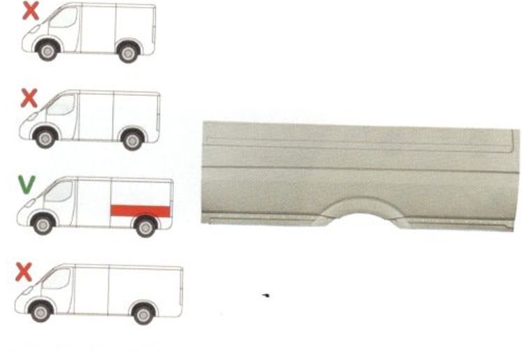 Aripa spate Mercedes Sprinter 209-524, 07.2006-10.2013, Vw Crafter (2e), 12.2005-, Stanga, Spate, Spatiul De Incarcare L = 4300 Mm, Pana La Geam,