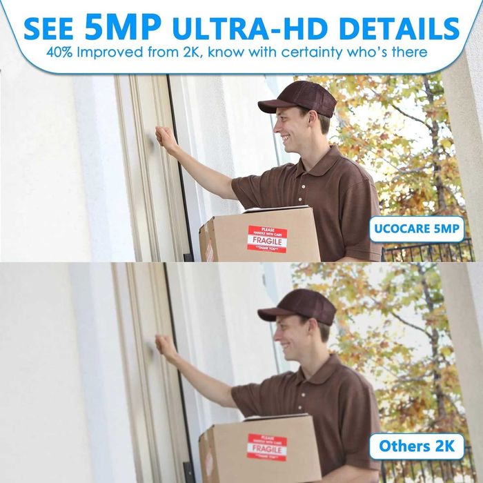 UCOCARE 5MP+32Gкарта WiFi UHD охранителна камера за външен монтаж IP67