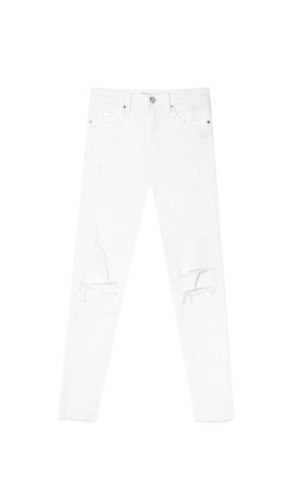 Stradivarius нови дънки в бял цвят Mid waist