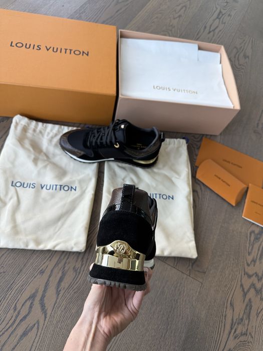 Louis Vuitton естествена кожа нови черни сникърси маратонки