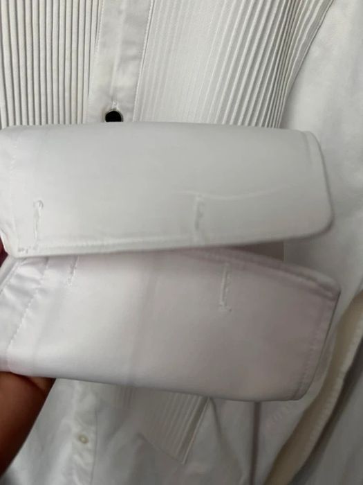 Camasa alba cu pliseuri / plastron pentru nunta