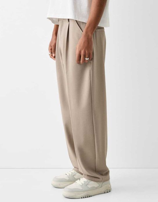 Blugi barbati Bershka wide leg noi M bej 2024