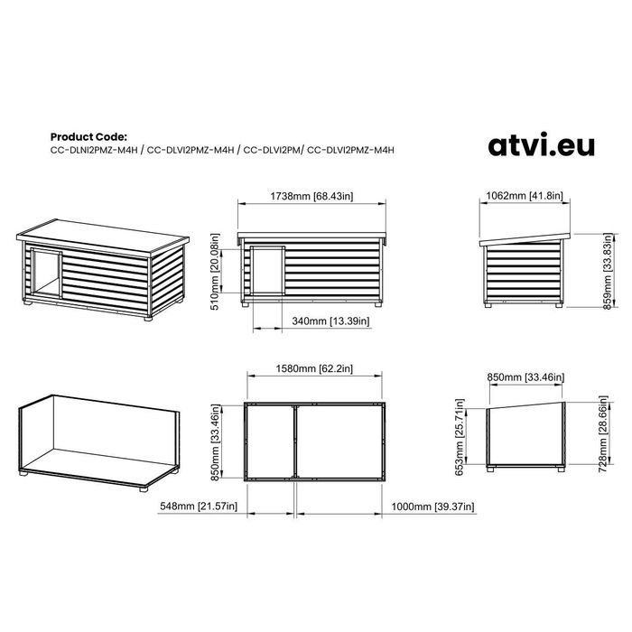 Cusca Caine Lemn cu Hol Doua Camere Izolata 4 cm Profile Metalice Antiros Vopsite - 3 Marimi - Fabricat in Romania - atvi.eu