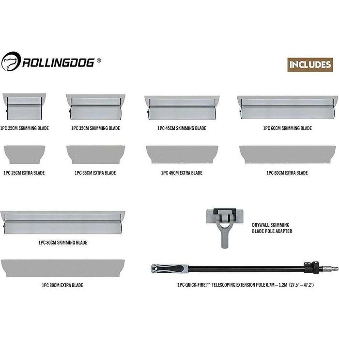 К-т ножове за шпакловане 25-80 см, Rollingdog Elite, 13 части