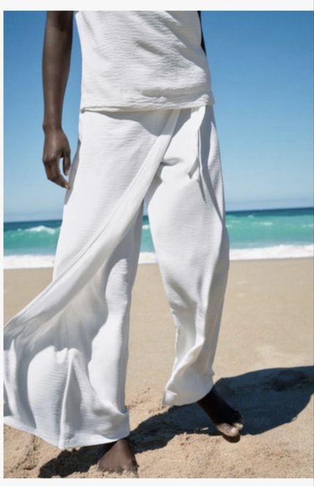 Pantaloni albi pareo, Zara , noi, mar S