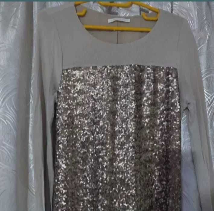 Rochie casual cu paiete aurii