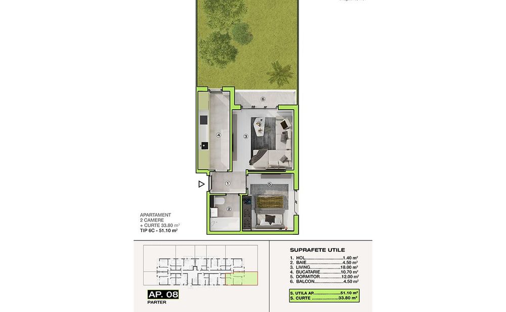 Apartament 2 camere (incalzire in pardoseala) + gradina - Bragadiru — fotografia 1