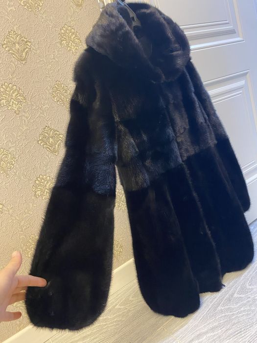 Норковая шуба с капюшоном