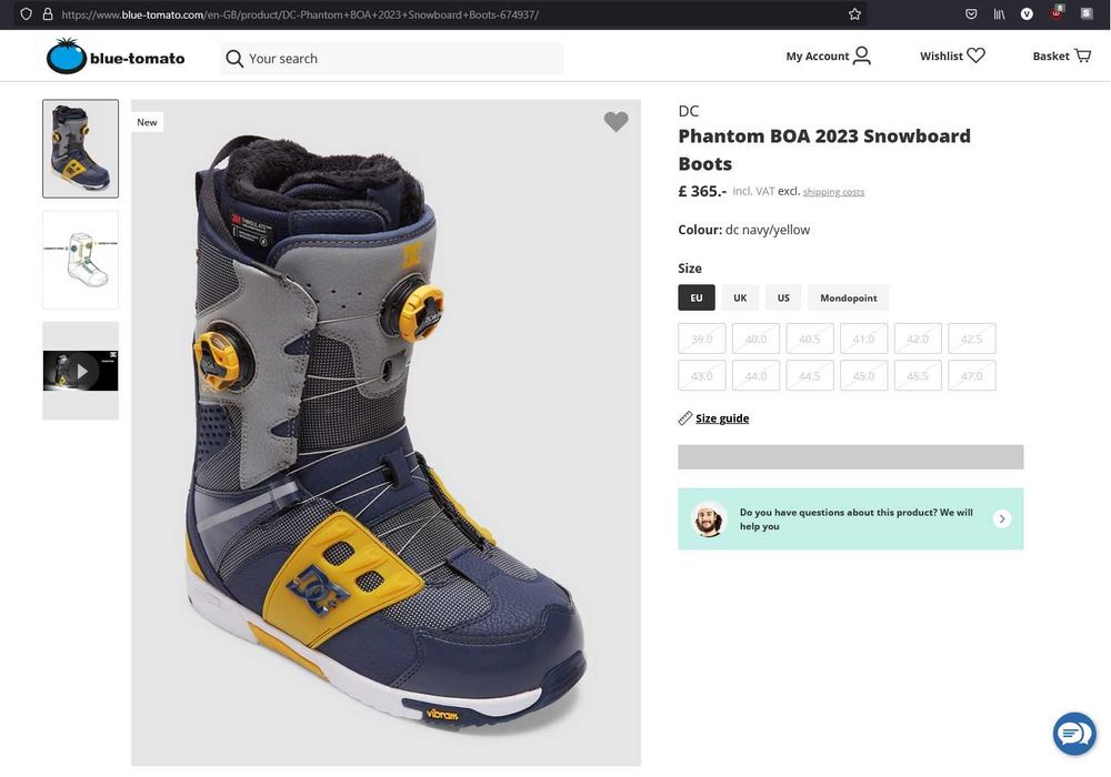 DC Phantom BOA 2023 Snowboard Boots EU45, US11.5, UK10.5