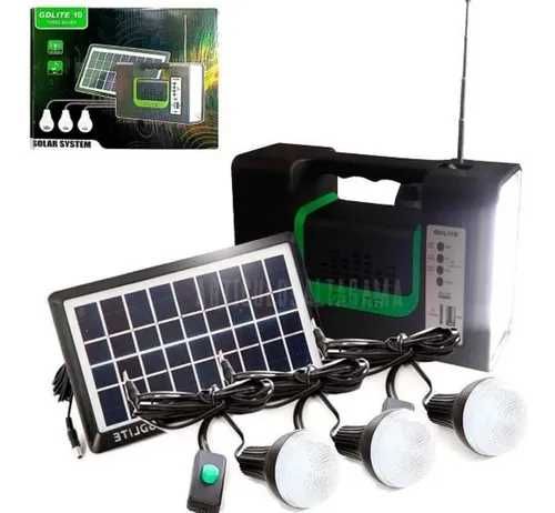 Kit panou solar 3 Becuri Radio Bluetooth MP3 incarcare telefon USB