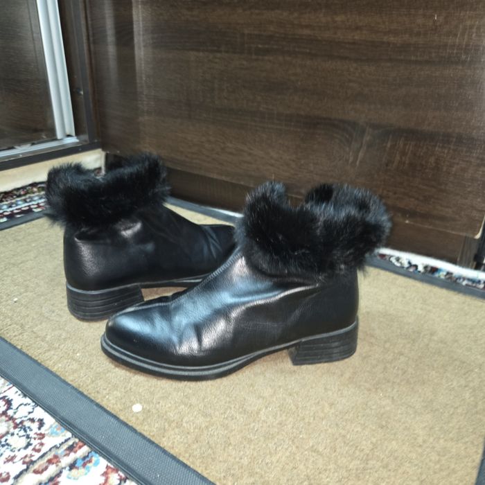 Сапоги зимние тёплые кожаные