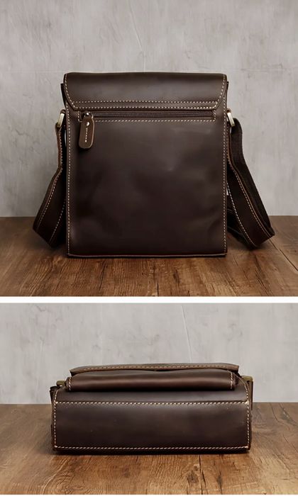 Мъжка луксозна чанта за през рамо•Кафява Crazy Horse кожа -10%Промоция