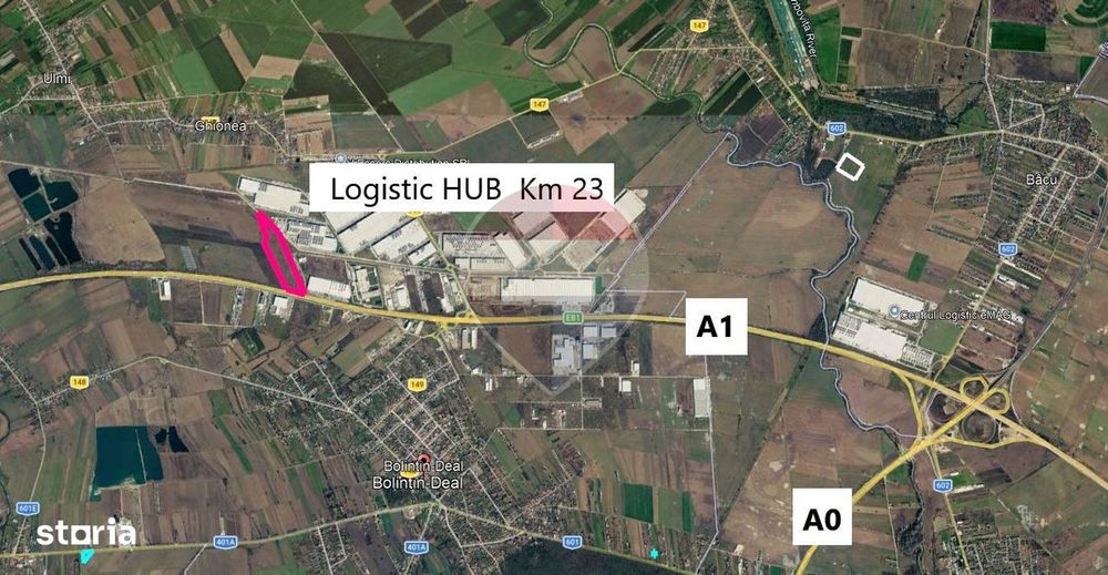 Teren 9.3 ha, Bolintin-Deal / Autostrada A1, km 23