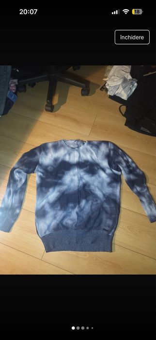 Pulover tie-dye albastru alb