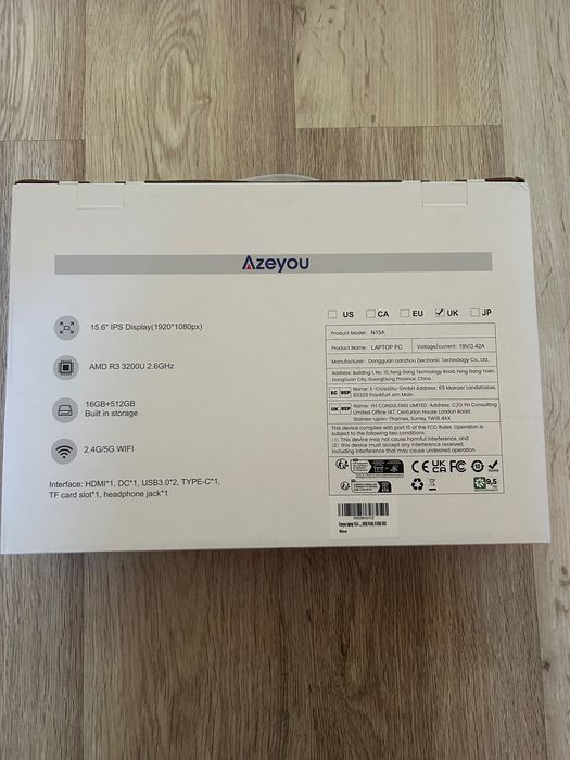 Лаптоп Azeyou ,Ryzen 3 , Ram 16 GB ,SSD 512 GB Нов не ползван!!!