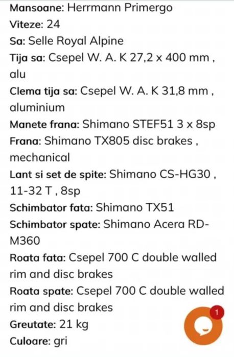 Bicicleta tandem pentru 2 persoane sigilata sch. shimano - csepel 200