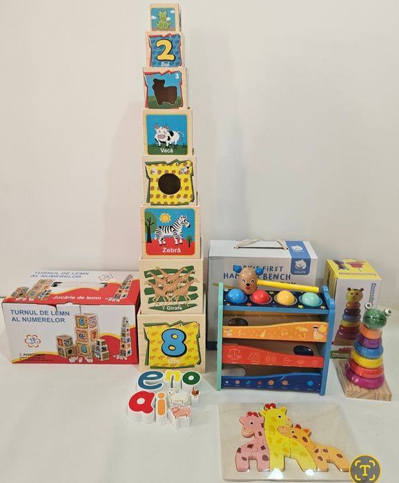 Lot de jucarii educative din lemn. Montessori