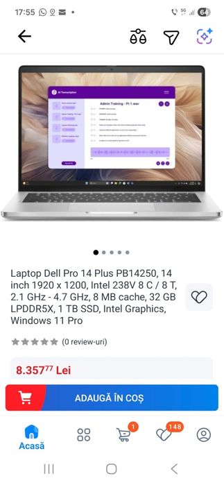 Nou! Dell Pro 14 Plus, 14" Fhd+ TOUCH, Ultra 7 268V, 32Gb, 1Tb