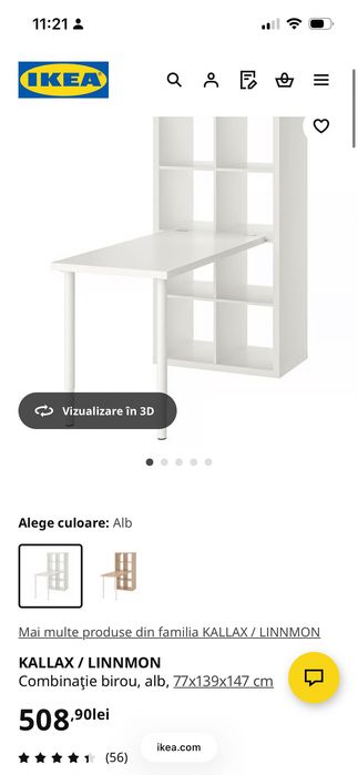 Vând birou Ikea Kallax/ Linnmon, măsurători adăugate în fotografii