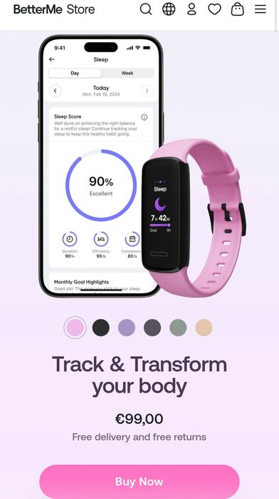 НОВО BetterMe Fitness Tracker – смарт гривна, в оригиналната кутия