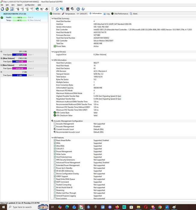 Solid State Drive (SSD) AGI AI178, 512GB, 2.5", SATA III - teste reale