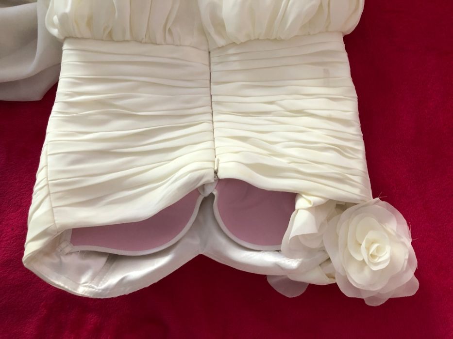 Бална/Сватбена/Шаферска рокля в цвят Екрю