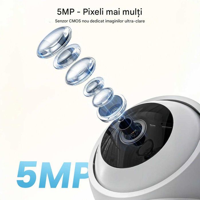 ieGeek Cameră de interior SC 1 Pro 5MP Ultra HD, conexiune Wi-Fi, Unghi de Vizualizare 360, Audio Bidirecțional, Viziune Nocturnă prin Infraroșu