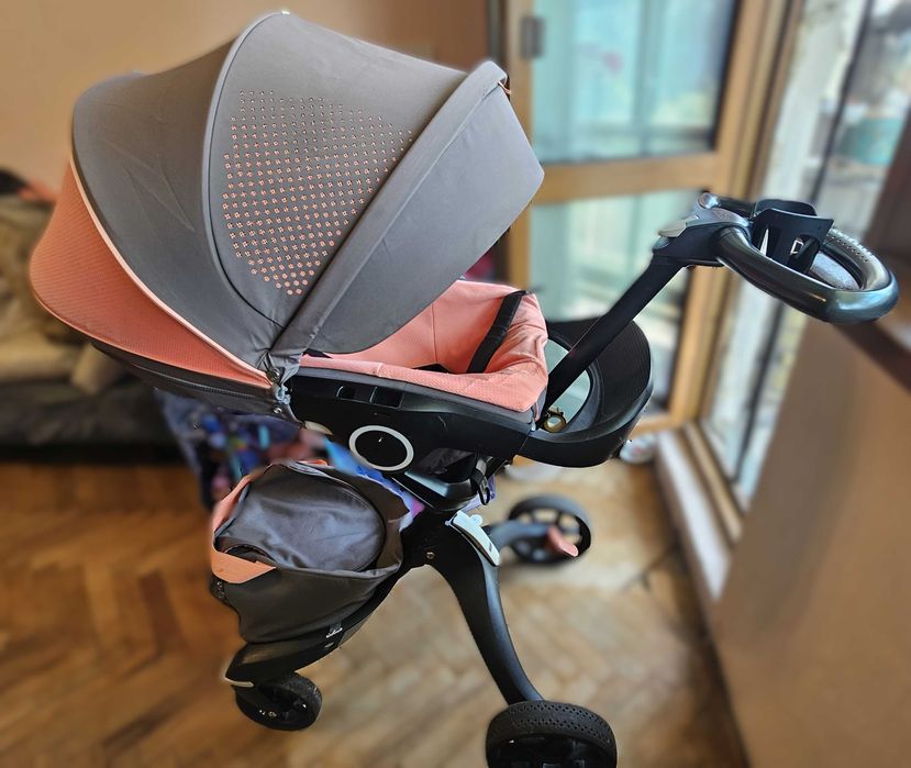 Детска количка Stokke XPLORY Koral 0-6м и кош 6м+ с допълнителни сетове и Столче за кола