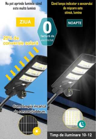 Комплект градинска соларна лампа 450W и охранителна IP камера