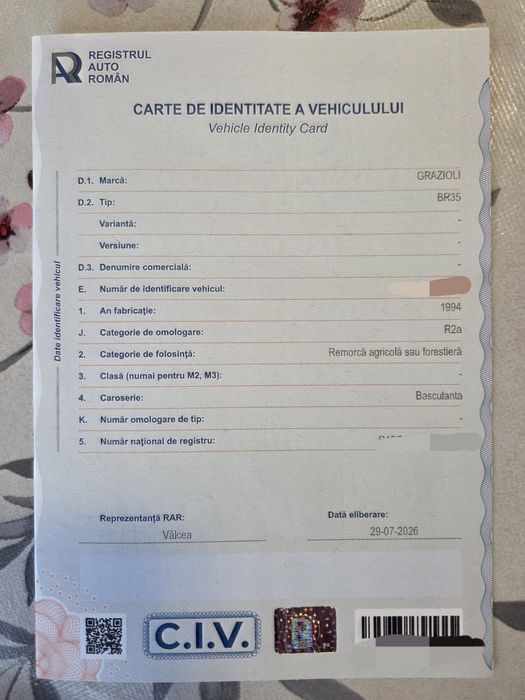 Remorcă Agricola//Basculare 3 parti//Acte valabile !
