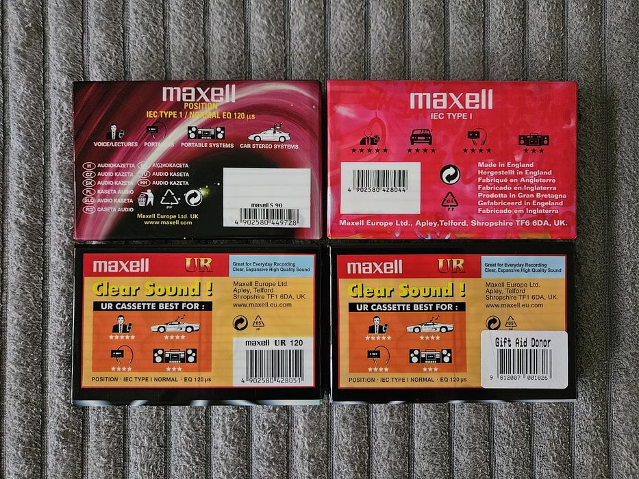 4 Casete Audio Maxell UR Maxell S UK